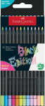 Spalvoti pie&scaron;tukai Faber-Castell Juodas Edition, 12 neoninių ir pastelinių spalvų