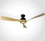 Lubinis &scaron;viestuvas 40W ventiliatorius su dimeriuojamu 22W LED &scaron;viestuvu, juodas/&scaron;viesaus medžio sp., 3000/4000/5500K, 6314L/B/V
