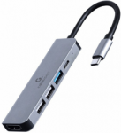 Dokstacija Gembird USB Type-C 5-in-1 Pilkas