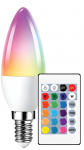 LED lemputė 6W C37 E14 3000k RGB su nuotolinio valdymo pulteliu BESK