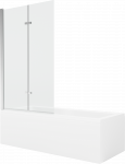 Vonia Mexen Cubik su apdaila ir stiklo sienele, 170x70 cm + 100 cm (II), Baltas+Chrome/Transparent