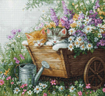 Siuvinėjimo kryželiu rinkinys &bdquo;Mieganti katytė&ldquo; 33x30 cm Luca-S