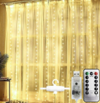 Happy people DU-15, 3x2 LED užuolaida su nuotolinio valdymo pulteliu, kabinama kabliukais, &scaron;iltai baltos spalvos