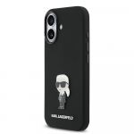 Karl Lagerfeld Liquid Silicone Metal Ikonik dėklas skirtas Apple iPhone 17 juodos spalvos
