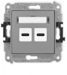 Karlik Elektrotechnik 27ICUSB-7 ICON dvigubas USB įkrovimo mechanizmas, 2xUSB C, maks. 20 W. pilka matinė 27ICUSB-7