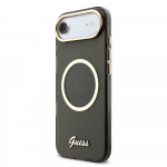 Guess IML Glitter Script Strap MagSafe dėklas skirtas iPhone Air Juodas