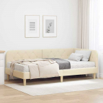 Lova Kampinė lovos konstrukcija Kreminė 100 x 200 cm audinys