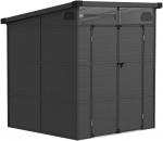Outsunny 1,9 x 1,9 m Sodo namelis, įrankių namelis pagamintas i&scaron; plastiko, su užrakinamos durys, 2 ventiliacijos angos, tamsiai pilka