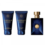 Set Versace: Dylan Mėlyna, Calming, After-Shave Balm, 50 ml + Dylan Mėlyna, Du&scaron;o želė, For All Skin Types, 50 ml + Dylan Mėlyna, Eau De Toilette, For Men, 50 ml