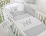Patalynės komplektas 2 dalių pilkas Little Prince/Princess &ndash; jaukumui ir saldžiam miegui.