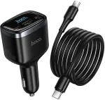 Automobilinis įkroviklis Hoco USB A + 2xUSB C PD QC3.0 93W su USB C į C kabeliu Z70 juodas