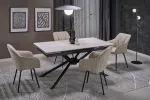 VITORINO extension table, color: top - baltas marble, legs - juodas