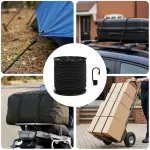 Bungee virvės su kabliukais 4 mm Juoda PP ir guma