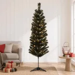 Dirbtinis lieknas Kalėdų medis 120 cm 150 LED &Scaron;ilta balta