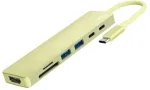 HUB USB Jcpal Linx USB-C 7in1 &ndash; USB-C adapteris (2 x USB-A 3.0 / USB-C 3.1 / HDMI 60 Hz / micro/SD kortelių skaitytuvas / PD 100 W) geltonas (JCP6364)