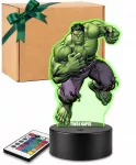 Plexido 3D spausdinta LED naktinė lempa Hulk Marvel pavadinimas