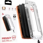 Tel Protect Dust-Free Easy Fit Privacy Full Glue 6D grūdintas stiklas, skirtas iPhone 18 Pro, juodas &ndash; 2 vienetai