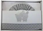 Pekitas Bebe 3 dalių patalynės komplektas 60 x 120 cm 100% medvilnės flanelė pilka
