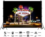 Yongfoto 2.2 x 1.5 m vinilo nuotraukų fonas Las Vegas fonas gatvės ženklas naktinio matymo fotografijos fonas vaikų vakarėlio foto studijos fonai rekvizitai 7 x 5 pėdos