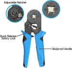 Hsc8 6-4 0.08-10 mm&sup2; savaime prisitaikantis vielos antgalių užspaudimo įrankių rinkinys, antgalių užspaudimo replės, vielos nuėmiklis, automatinis užspaudimo įrankis izoliuotiems, neizoliuotiems vielos lynų reketiniams kabelių antgaliams