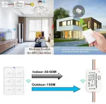 Tedeligo belaidžio jungiklio &scaron;viesos rinkinys, nuimamas belaidis radijo siųstuvas 433 Mhz belaidis jungiklis 150 metrų valdymo paletė 2200 vatų mobilusis belaidis jungiklis