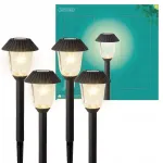 Kaemingk Saulės sodo lempos, juodos, įsmeigiamos, Led, &scaron;iltai baltos, 4 vnt.