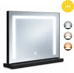 LED kosmetinis veidrodis 50×40 cm su ap&scaron;vietimu, 3 spalvų režimai, juodas ModernHome