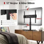 Laikiklis Aokcos Tv stovas, auk&scaron;tis 900 mm, skirtas 32-55 65 75 colių televizoriams, pakreipiamas, pasukamas, reguliuojamo auk&scaron;čio, universalus Tv stovas, maks. Vesa 600 x 400 mm, 45 kg (juodas)