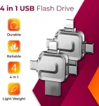 Storite usb atmintinė 256gb 4 viename didelės spartos atmintinė i&scaron;orinė metalinė atmintinė usb atmintinė, skirta idevice android ne&scaron;iojamam kompiuteriui plan&scaron;etiniam kompiuteriui (sidabrinė)