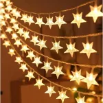 Girlianda 1.5m (10 Led lempučių) Usb Žvaigždutės balkonui, &scaron;ilta balta