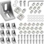 10 vnt. kampinių tvirtinimo medžiagų rinkinys, 90 laipsnių kampo jungtys, aliuminio profilis su priedais, skirtas tvirtinti 30 x 30 profilius, aliuminio 3d spausdintuvas, &bdquo;pasidaryk pats&ldquo; projektai (6 griovelis)