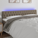 Galvūgalis su LED, taupe spalvos, 200x7x78/88cm, audinys