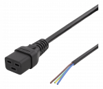 Kabelis DELTACO C19 į atvirą maitinimo laidą, 2m, IEC C19, 10A, juodas / DEL-109UA