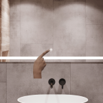 Mirrorsled Skaidrus veidrodis su LED priekiniu ap&scaron;vietimu 800x800 (40mm) + mygtuku