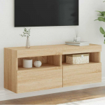 TV staliukas Sieninė TV spintelė su LED lemputėmis, ąžuolo, 100x30x40cm