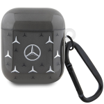 Mercedes Benz Apple AirPods Pro 1 / 2 Mercedes Cover Large Star Pattern (MEA28DPMGS) ausinių dėklas juodos spalvos
