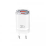 XO laidinis įkroviklis CE21 PD 30W 1x USB-C 1x USB baltos spalvos