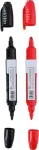 Topwrite - Set of double dry erase board markers 2 pcs. (Juodas/Raudona)