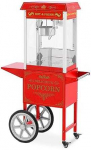 Royal Catering Profesionali kukurūzų spragėsių ma&scaron;ina ant vežimėlio su RETRO ap&scaron;vietimu 88 l 1600 W raudona