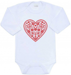 Kūdikių kombinezonas su ra&scaron;tu New Baby Folk Pattern Raudona Heart, 56 (0-3m)