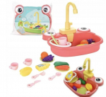 Happy People AN 23/1 Vaiki&scaron;ka kriauklė varlė su tekančiu vandeniu, rožinės spalvos