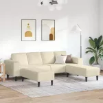 Sofa Kreminė 250 x 188 x 76 cm Kordūrinis audinys