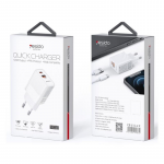 YESIDO WALL CHARGER YC32 PD 20W QC3.0 USB-A+C Baltas