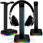 RTO Retoo Žaidimų stalo stovas ausinėms su USB &scaron;akotuvu ir RGB LED ap&scaron;vietimu