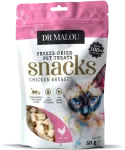 Skanėstai katėms &ndash; DR Malou, skanėstai katėms, mėsos kubeliai, 100 % liofilizuota vi&scaron;tienos krūtinėlė, 50 g