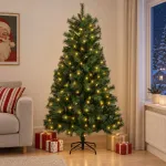 Dirbtinė Sulankstoma Kalėdų Eglutė 150 cm 150 LED &Scaron;ilta balta