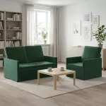 Sofa Sofos komplektas 2 vnt. Tamsiai žalia Aksomas