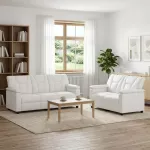 Sofa Sofos komplektas 2 vnt. Balta Dirbtinė oda