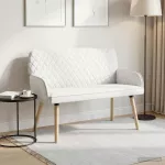 Dvivietė sofa su medžio masyvo kojelėmis 2 vietos Balta