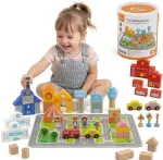Viga Toys Medinis konstruktorius Viga, kibiras su rankena